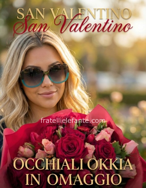 Bouquet con rose rosse mix + occhiali Okkia