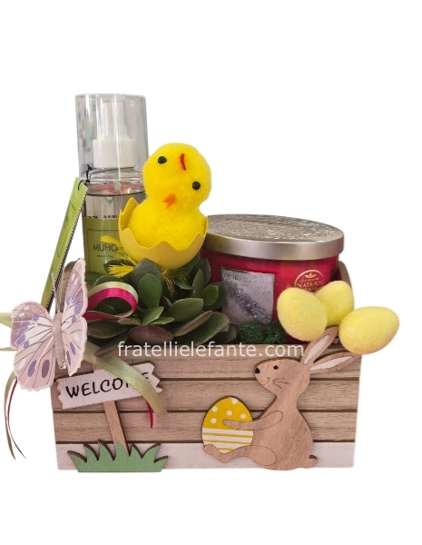 Cassetta Pasqua Pianta + Candela + Profuma Tessuti