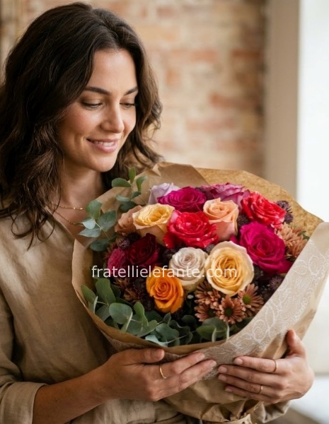 Bouquet autunno inverno con colori di stagione